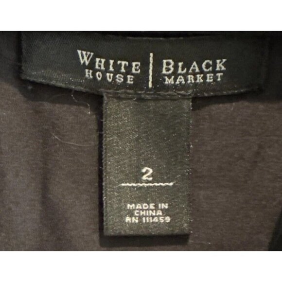 White House Black Market Dress Black Size 2, V Neck 3/4 Sleeves Wednesday button - Picture 8 of 10